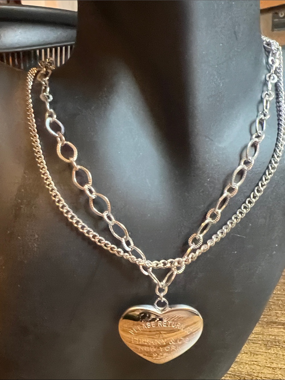 Stainless Steel Silver Heart Layered Necklace-Fashion Inspired/Upcycled